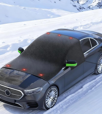 Windshield Snow Cover,Oxford Fabric Winter Frost Cover with Side Window and Rearview Mirror Protector, Extra Large Magnetic Frost Guard Windshield Cover for Most Cars,SUV,Sedan,Truck (Green)