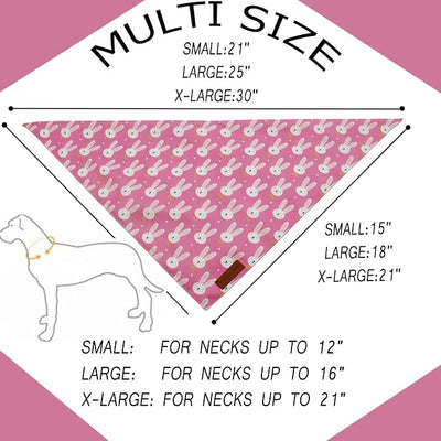 Realeaf Easter Dog Bandanas 2 Pack, Reversible Pink Bunny Colorful Stripe Spring Pet Scarf for Girl,Holiday Bandana for Small Medium Large and Extra Large Dogs (Large)