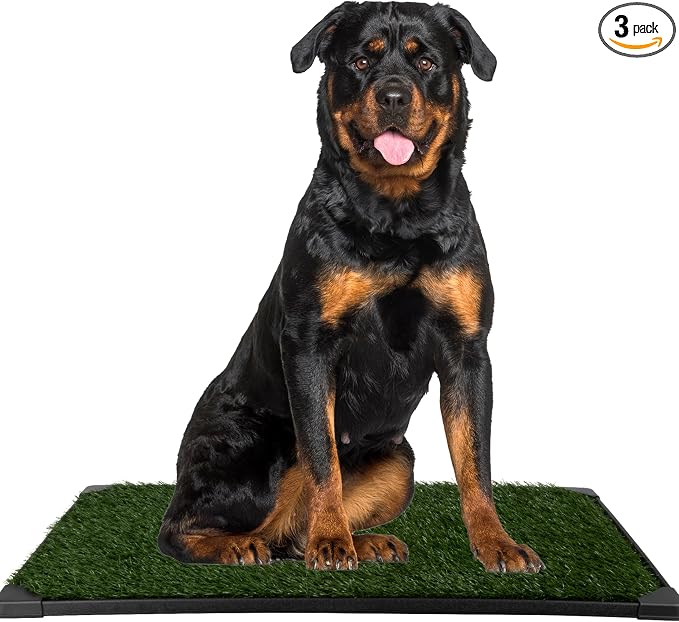Artificial Grass Puppy Pee Pad for Dogs and Small Pets - Set of Three 41x27 Inch, Reusable 4-Layer Turf Pads for Dogs - Indoor and Outdoor Fake Grass Potty Pet Supplies by PETMAKER