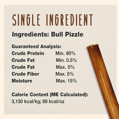 Cadet Bully Sticks for Extra-Small Dogs, All-Natural Beef Pizzle, Rawhide-Free Long-Lasting Dog Chews for Aggressive Chewers, 8 oz