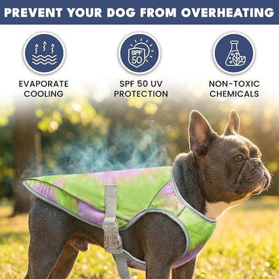 Spark Paws Dog Cooling Vest - SPF 50 UV Sun Protection - Summer Heat Relief Gear for Dogs, Lightweight, Evaporative Cooling - Dog Anxiety Relief Vest During Hot Days - Neon Purple - Size 4XL