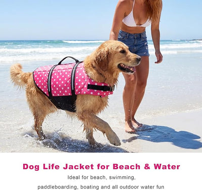 Doglay Dog Life Jacket with Rescue Handle, Dog Life Vest for Swimming Boating, Adjustable Reflective Puppy Swim Vest with Superior Buoyancy for Small Medium Large Dogs