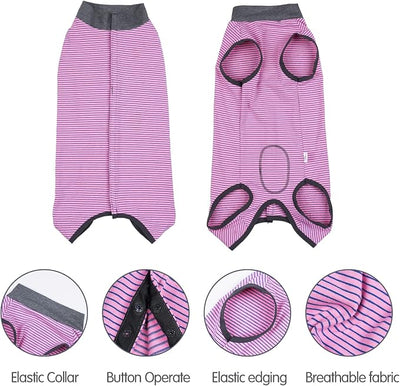 Dotoner Dog Recovery Suit Abdominal Wound Puppy Surgical Clothes Post-Operative Vest Pet After Surgery Wear Substitute E-Collar & Cone(XL,Pink)