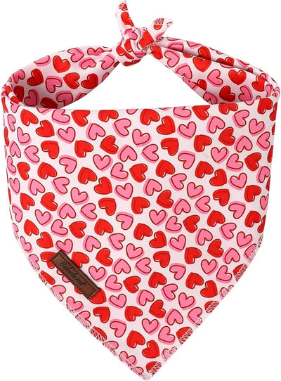 Valentines Dog Bandana - Cute Heart Dog Neck Scarf, Soft Pet Bib for Puppy Kitten, Valentine Photo Dogs Cats Prop for Daily Use Parties & Pet Photography S