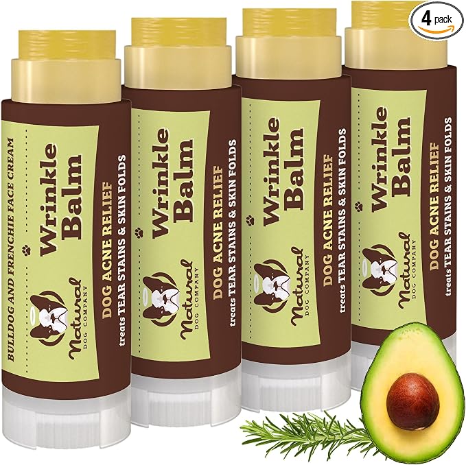 Wrinkle Balm, Travel Stick, 0.15 oz, 4 Pack, Dog Lotion for Dry Itchy Skin, Cleans Wrinkles, Yeast Infection Treatment for Dogs, Plant Based, Made in USA