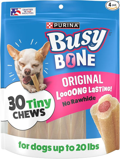 Purina Busy Bone Adult Toy Breed Dog Chew Bone Treats, Tiny - 30 ct. Pouch