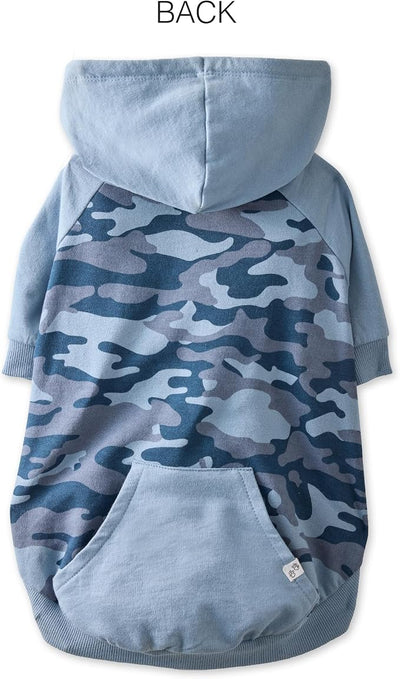 Pet Passion Rocky – The Original Lightweight Hooded Tee 100% Organic Cotton Dog Hoodie Pet Coat Sweater for All Sized Dogs, Navy Half Camo, Medium (20-45 lbs)