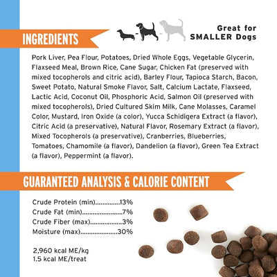 Pet Botanics 10 oz. Pouch Training Rewards Mini Soft & Chewy, Bacon Flavor, with 500 Treats Per Bag, The Choice of Top Trainers