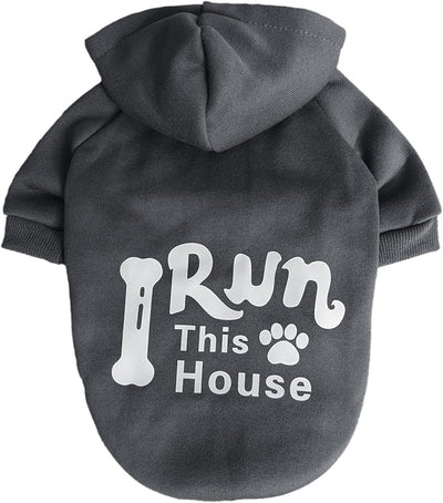Jecikelon Print Dog Hoodies for Small Dogs, Soft Fleece Puppy Clothes for Pet Cat, Warm Winter Outfits Cold Weather Coats, Cute Sweatshirt Puppies Costume (Gray, X-Small)