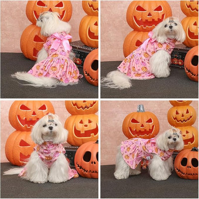 CuteBone Turtleneck Dog Velvet Dress Halloween Puppy Skirt Costume Pet Clothes Cat Apparel with Bow Hair Rope for Small Dogs CVD23XXS
