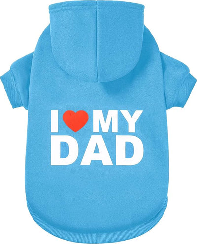 Dog Sweater Dog Hoodie Cold Weather Dog Coat Hooded Sweatshirt for Puppies,Cats, Small Medium Large Dogs (Blue(I Love My Dad), Large)