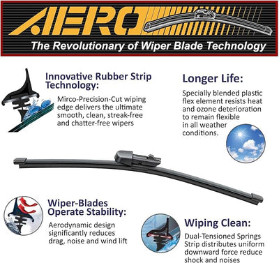 AERO 15" PTB/Push Button Rear Windshield Wiper Blade, All-Season OEM Repplacaemnt, Easy DIY Installation