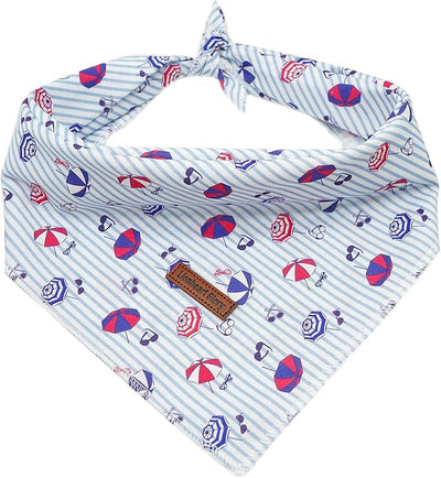 Lionheart glory Dog Bandana 2 Pack Washable Soft Blue Dog Scarf, Stripe Print Boy Bandana Square Adjustable Dog Bandanas for Small Medium Large Dogs