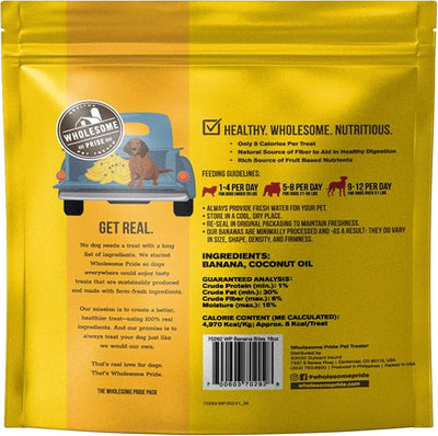 Wholesome Pride Banana Bites Dog Treats – 2-Ingredient Banana-Chips for Dogs, Grain-Free, Banana & Coconut Oil, 16 oz (Pack of 2)