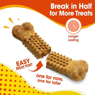 Nylabone Nubz Natural Dog Treats, Long Lasting Chew Bones, Made in the USA, Chicken Flavor Breath Freshener, Large Bones For Dogs Over 30 lbs. (18 Count)