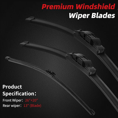 OTUAYAUTO Premium Windshield Wiper Blades - Replacement for BMW X3 2011-2017 - Precision Fit, All-Weather Performance, Front and Rear Wiper Blades, Side Lock - 26"+20"+13" (Pack of 3)