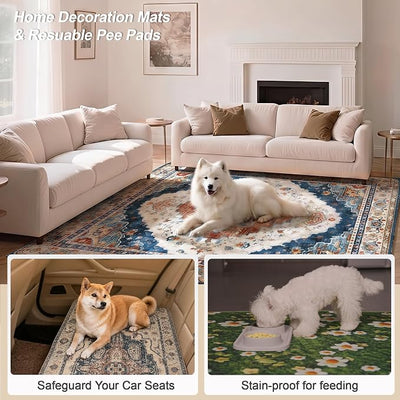 Washable Pee Pads for Dogs, Reusable Puppy Potty Training Pads, Ultra-Absorbent Thick Waterproof Leak-Proof Non-Slip Pads & Mat for Crate, Playpen, Floor, Whelping & Housebreaking , 2 Pack 48"x72"