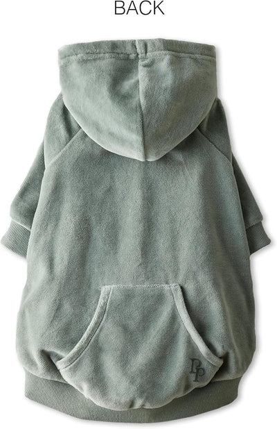 Pet Passion Cooper II Organic Cotton Velour Dog Hoodie Pet Coat for Small, Medium and Large Dogs, Sage, Large (40-60 lbs)