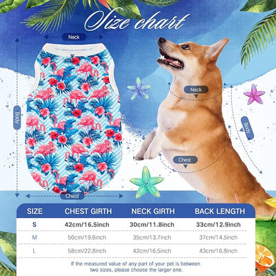 Kajaia 6 Pack Summer Flamingo Dog Shirts, Hawaiian Tropical Tank Tops Clothes Outfit for Dogs Luau Pool Summer Party Costume Cute Sleeveless Pet Apparel for Chihuahua Puppy Toy Breeds Cats(Small)