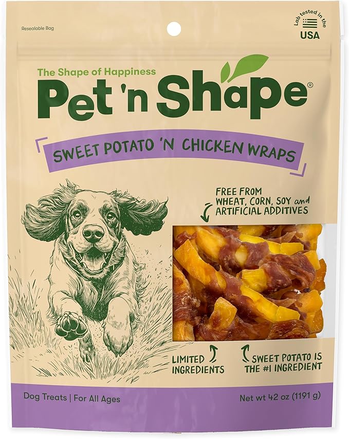 Pet n Shape Sweet Potato Chews – Natural Chicken Wrapped Sweet Potato Dog Treats - 42 Ounce