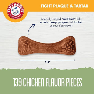 Arm & Hammer for Pets Nubbies Dental Treats Value Size Baking Soda Calcium Dog Dental Chews Scrubs Plaque Tartar Chicken Flavor 139 Count 52.8 OZ 6 Pack