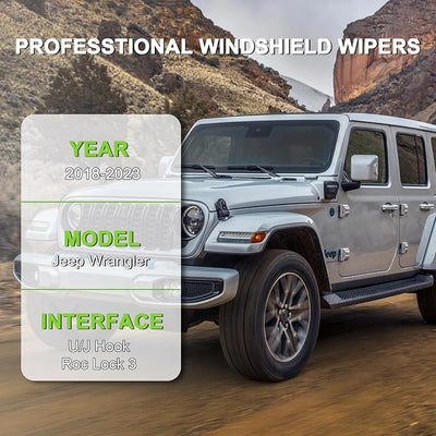 PARRATI® Windshield Wiper Blades for Jeep Wrangler 2018-2025, 3 Pack | 16/16 Inch Front +12 Inch Rear, OEM Replacement, Ultra Quiet, No Streaks All Weather Wiping