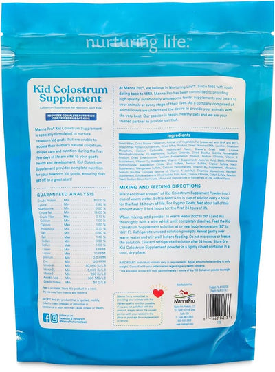 Manna Pro Goat Kid Colostrum Supplement, Feed for First 24 Hours of Life, Helps Promote Healthy Development, Fortified with Vitamins & Minerals, 8 Ounces