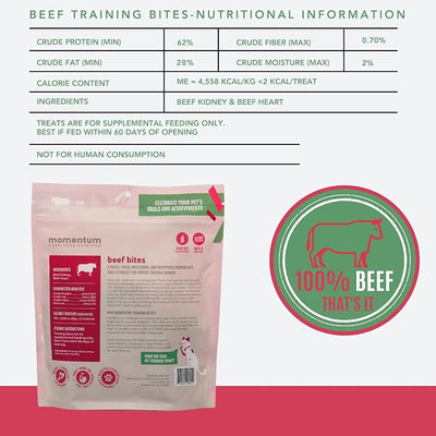 Momentum Carnivore Nutrition Freeze-Dried Beef Training Bites – Two Ingredients-Beef Kidney and Heart, Grain-Free, All-Natural Dog Treats –Made in USA – Perfect for Training & Rewards- 2.5 oz Bag