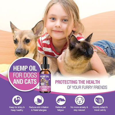 Tcllka Hemp Oil for Dogs and Cats 3 Pack Relief Pet with Anxiety Stress Pain Aggressive