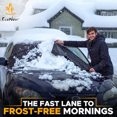 EcoNour Windshield Cover for Ice and Snow | Enhanced 600D Oxford Fabric Windshield Frost Cover | Water, Heat & Sag-Proof Car Windshield Snow Cover | Suitable for Van & MPV | XX-Large (78 x 45 Inches)