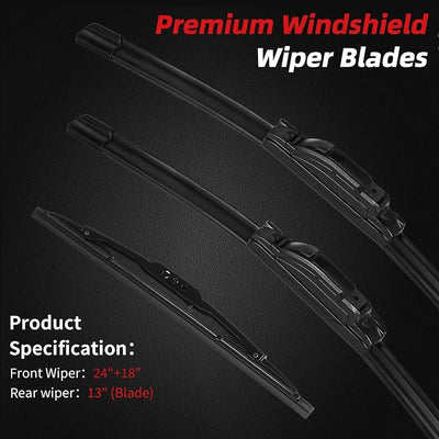 OTUAYAUTO Premium Windshield Wiper Blades - Replacement for Chevrolet Equinox 2018-2021 - Precision Fit, All-Weather Performance, Front and Rear Wiper Blades, J/U Hook - 24"+18"+13" (Pack of 3)