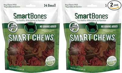SmartBones Smart Chews, Rawhide Free Dog Chews, Treats for Dogs Made with Real Chicken and Vegetables, 14 Count Small (Pack of 2)