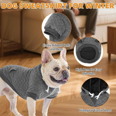 KOOLTAIL Dog Hoodie for Small Medium Large Dogs, Ultra-Warm & Soft Winter Fall Fleece Dog Hooded Sweatshirt Clothes Sweater, Lightweight Pullover Coat for Boy Girl Bulldog Pitbull Puppy Cats,Gray S