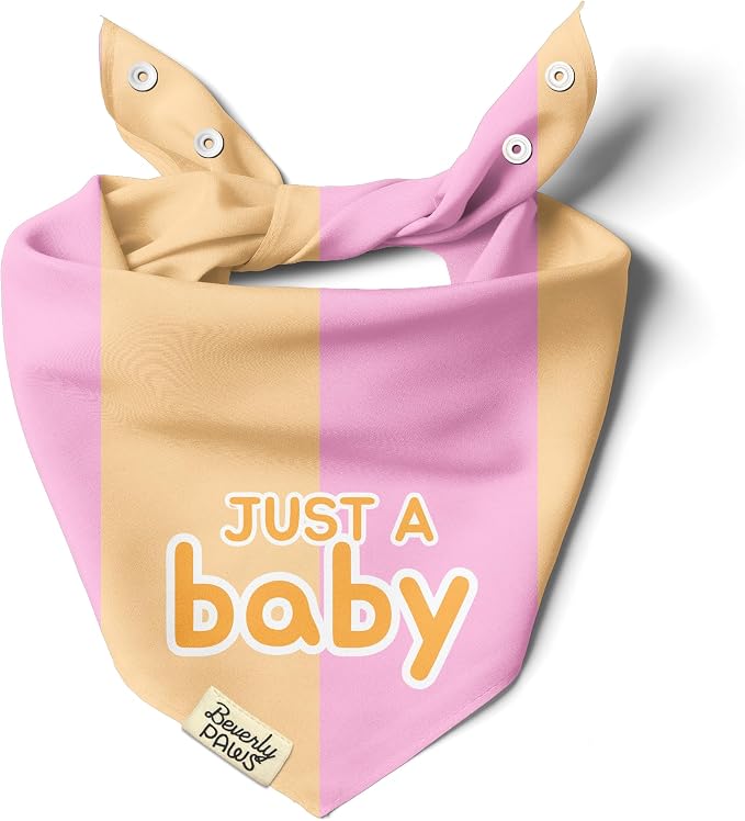 Funny Snap-On Dog Bandana for Small Medium Large Pets, Dogs Cats Adjustable Handkerchief Scarf for Girl & Boy, Cute Puppy Apparel & Accessories (Just A Baby, Medium)