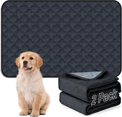FunFurry Washable Pee Pads for Dogs - 2 Pack Reusable Pee Pads，Waterproof Puppy Pads，Pet Training Pads，Super Absorbent with Dog Paw Shape Non-Slip Backing (Dark Grey, 36" X 48" - 2 Pack)