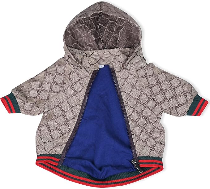Dog Hoodie Classic Designer Puppy Coat Luxury Puppy Clothing Warm Pet Dog Coat Zipper Design Easy On/Off Teddy Clothing Chihuahua Clothes French Bulldog Clothes XXL