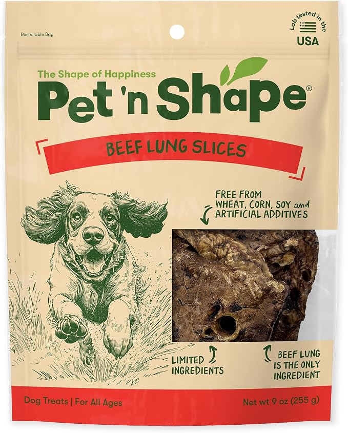 Pet n Shape Beef Lung Dog Treats – Made and Sourced in the USA - Training Treat - 9 Ounce