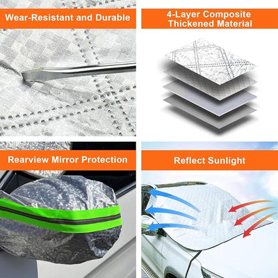 Car Windshield Cover for Ice and Snow - Magnetic Car Windshield Snow Cover, Winter Frost Guard Car Window Covers Snow Shield Ice Cover & 4-Layer, Anti-UV for Most Cars Big Size (67x 59in)