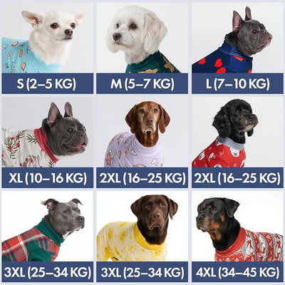 Spark Paws Dog Christmas Pajama, Dog Recovery Suit Male, Onesie, Ultra-Soft and 4-Way Stretch, for Small Medium and Large Breeds - Winter Wonderland - M