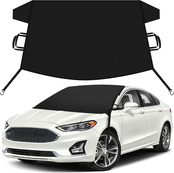 EcoNour Car Snow Cover Compatible for Ford Fusion | Windshield Cover for Ice and Snow with S-Hook Straps | Heavy-Duty 600D Oxford Winter Car Cover, Waterproof & Anti-Slip