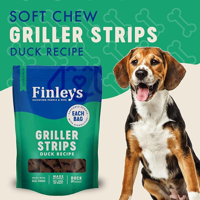 Finley's Duck Griller Strips for Dogs, Jerky-Style Dog Treats with Real Ingredients for All Breeds and Sizes, 14.5oz, 2 Pack