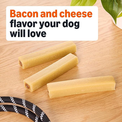 Amazon Basics Double Chew Bone Dog Treats, Bacon and Cheese - 8 Count, 1 Pack