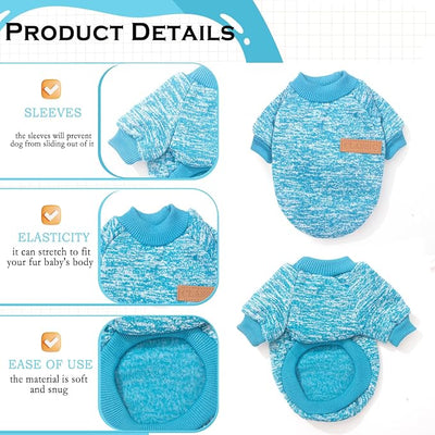 2 Pieces Dog Sweaters for Small Dogs Clothes Male Winter Fleece Puppy Sweater Warm Thick Outfit Pet Small Dog Sweater for Boy Girl Yorkie Chihuahua,XS