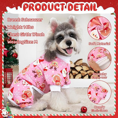 XPUDAC 4 Pack Christmas Dog Pajamas Comfy Dog Clothes for Small Medium Dogs Girl Boy Holiday Pet Outfit Puppy Onesie Cat Pjs Jammies, XS