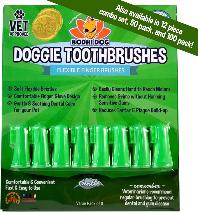 Finger Toothbrush for Dogs & Cats - Puppy Toothbrush with Soft Flexible Silicone Bristles, Gentle for Sensitive Gums, Promotes Healthy Teeth & Gums, Easy Teeth Cleaning Tool (8 Count)