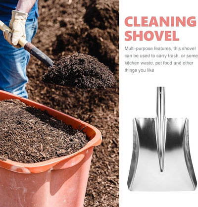 Totority Square Head Shovel, 12.59x7.48x1.57 in Metal Dustpan & Garbage Shovel for Fast Debris & Snow Removal, Rust-Resistant & Ergonomic Grip for Patios, Lawns, Driveways & Cars