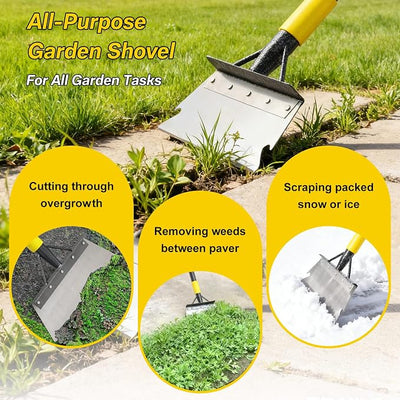Garden Flat Shovel,60” Ice Scraper,Snow Shovel for Driveway, Stainless Steel Multifunctional Cleaning Shovels Chopper Floor Scraper for Outdoor Walkway Car Snow Ice Weeds Moss Removal