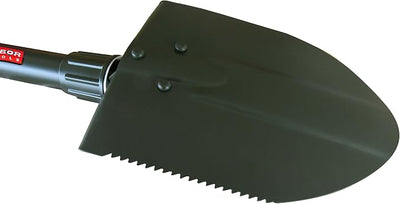 TABOR TOOLS J35A Folding Shovel, Portable Survival & Camping Shovel, Compact Tactical Entrenching E-Tool for Off-Road, Beach, Snow & Emergencies, Steel Blade with Carrying Pouch