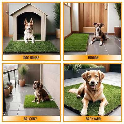 Ottomanson Artificial Grass Puppy Potty Training Pad, 15" x 30" Reusable Pee Pad for Small Pets and Dogs