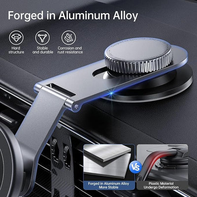 SYNCWIRE Fits MagSafe Car Mount for Universal Dashboard, Tesla Screen, Magnetic Phone Holder for Car,Foldable Aluminum Alloy Arm,Super Stable Car Mount for iPhone 17 Pro Max 16 15 14 13 12&All Phones